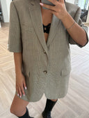 Remade oversized blazer tartan beige #80:80