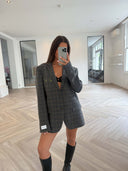 Remade oversized blazer tartan grey #33:33
