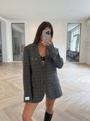 Remade oversized blazer tartan grey #33:33