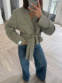Remade oversized blazer tartan sage green #40:40