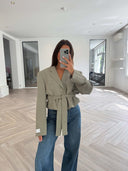 Remade oversized blazer tartan sage green #40:40