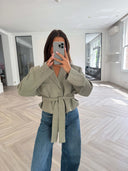 Remade oversized blazer tartan sage green #40:40