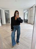 Remade cropped blazer striped black #75:75