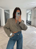 Remade cropped blazer taupe #23:23