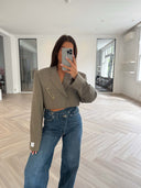 Remade cropped blazer taupe #23:23
